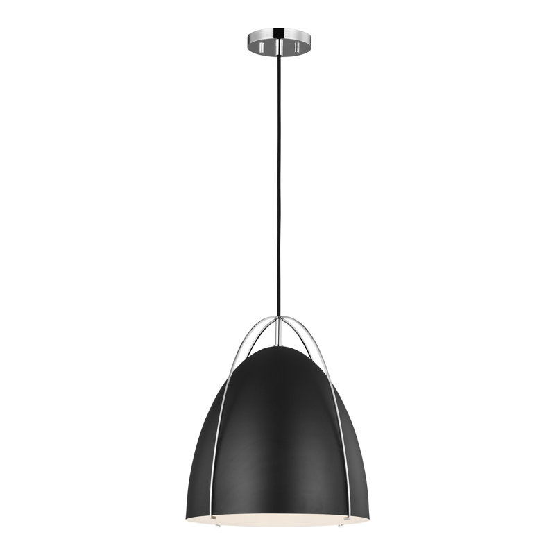 Norman One Light Pendant from Visual Comfort Studio, Chrome, Black, No