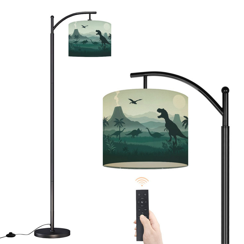 Lampe sur pied à arc avec abat-jour réglable Silhouette de dinosaure Tyrannosaurus Sauropods Lampe sur pied Pterodactyl