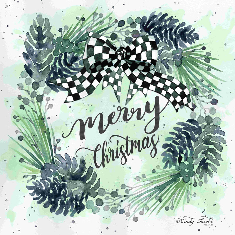 «Merry Christmas», art textuel sur toile tendue, H 20 po x l 20 po