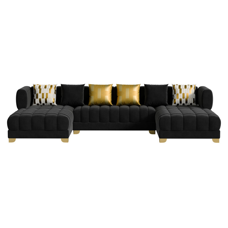 Canapé modulaire en velours Premium, Velours noir