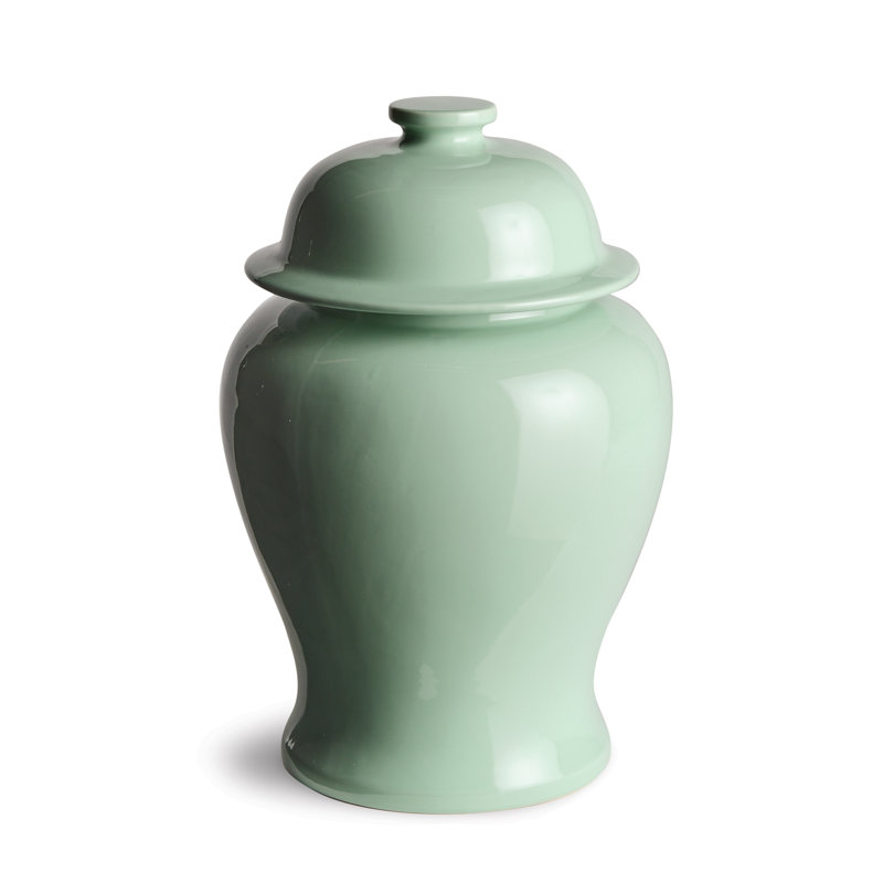 Ricki Ceramic Ginger Jar, 8.5", Green