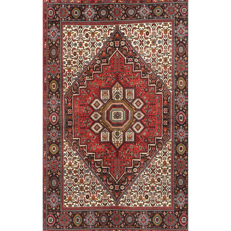 Tapis décoratif en laine rouge/beige Melik oriental, Rectangle 8 pi x 10 pi