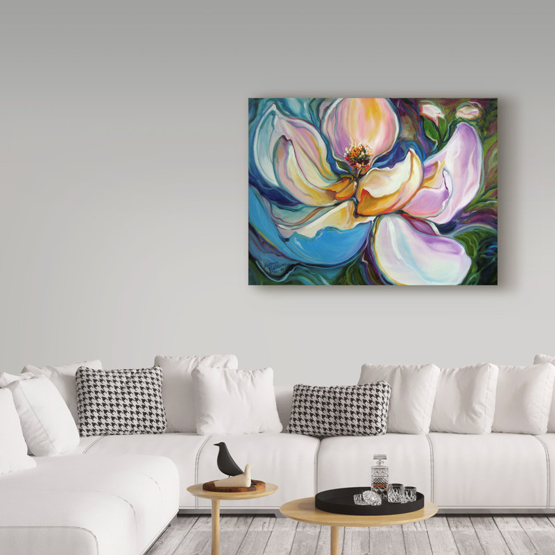 Duniya «Sweet Magnolia Modern Floral Abstract», reproduction de peinture acrylique sur toile tendue