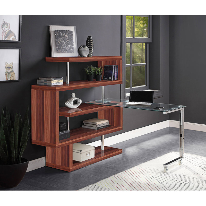 Bureau d'écriture ultrabrillant avec tablette, bibliothèque, étagère de salon