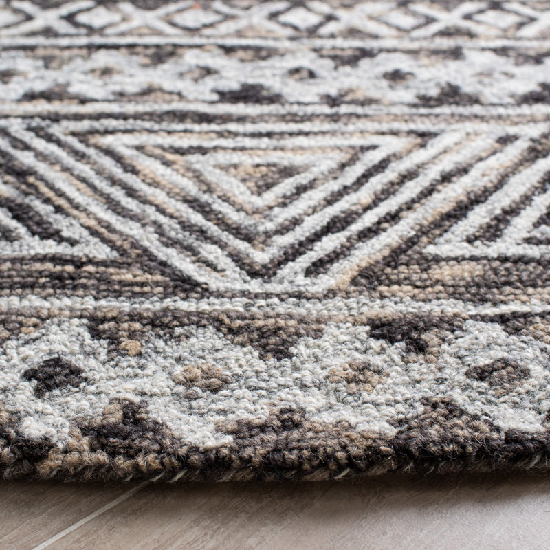 Dimartino Hand Tufted Wool/Cotton Southwestern Rug in Gray/Brown, Rectangle 9' x 12'