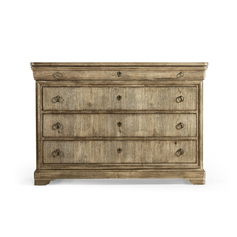 Commode à 4 tiroirs Entropie Louis Phillipe, Châtaignier rayé brun