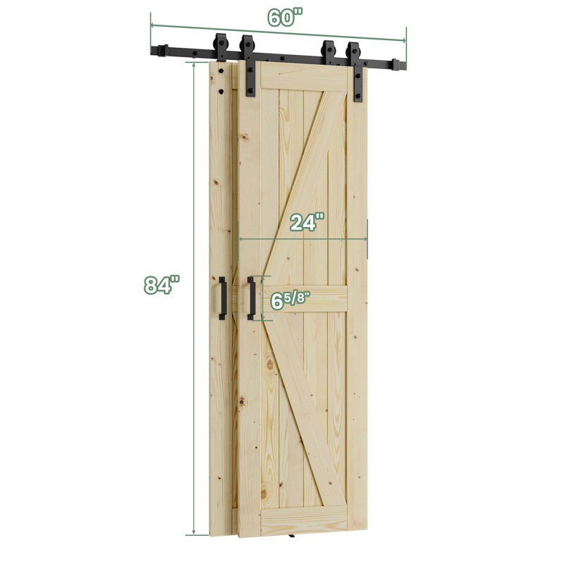 Portes doubles de grange coulissantes à panneaux en bois massif, 39 po x 84 po