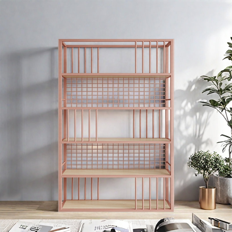 Bibliothèque créative et attrayante, (5 tablettes) H 78,7 po x l 47,2 po x P 9,8 po, Rose