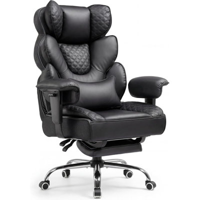 Big And Tall Office Chair With Upgrade Footrest, Heavy Duty Gaming Chair High Back Executive Chair With Spring Lumbar Support For Lower Back Pain Relief, 150°Reclining Adjustable Armrests