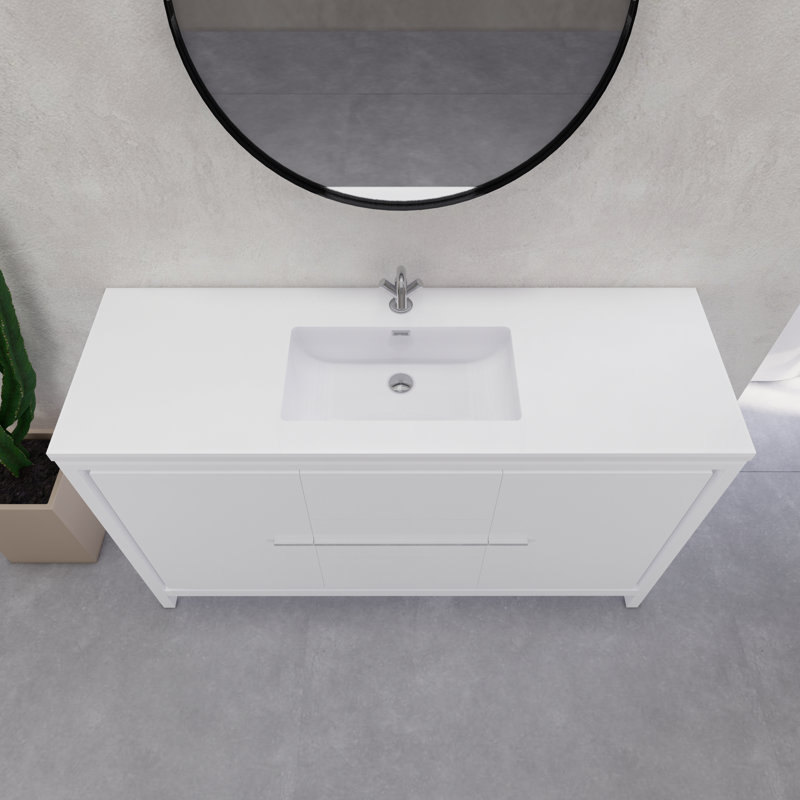 Ensemble de meuble-lavabo à simple cuve 60 "60", Brun foncé