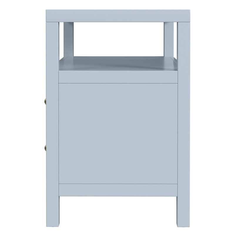 Nora 2-Drawer Wide Nightstand, Light Blue