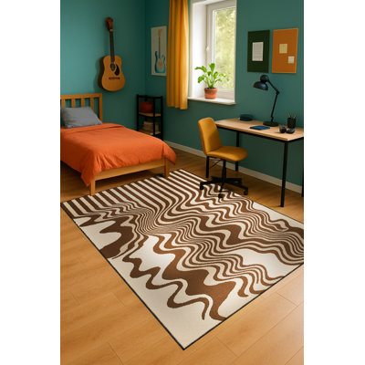Tapis tissé orange à rayures Mosso
