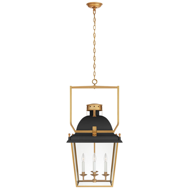 Chapman & Myers Coventry Lantern, Matte Black/Gold, 36.5" H x 19" W x 19" D