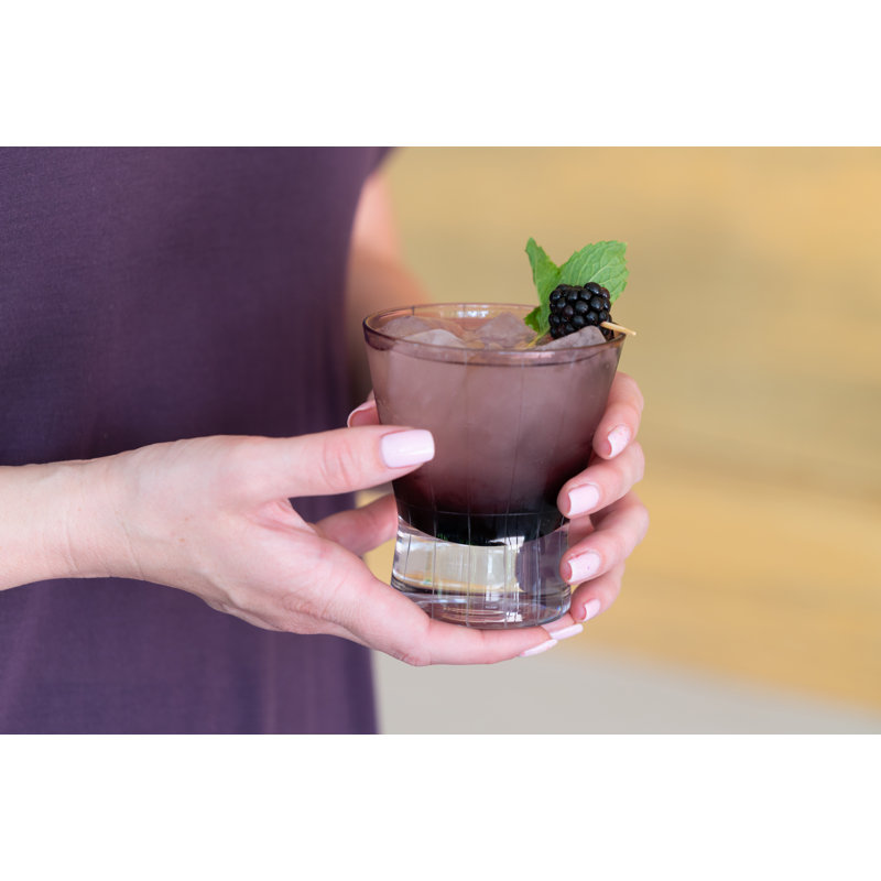 Plum Etched Glass Set of 6 Dishwasher Safe Whiskey Glasses