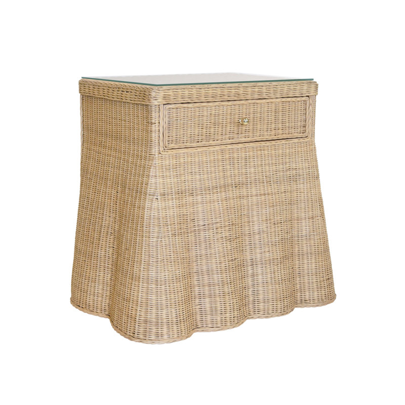 Giselle Glass Top End Table with Storage
