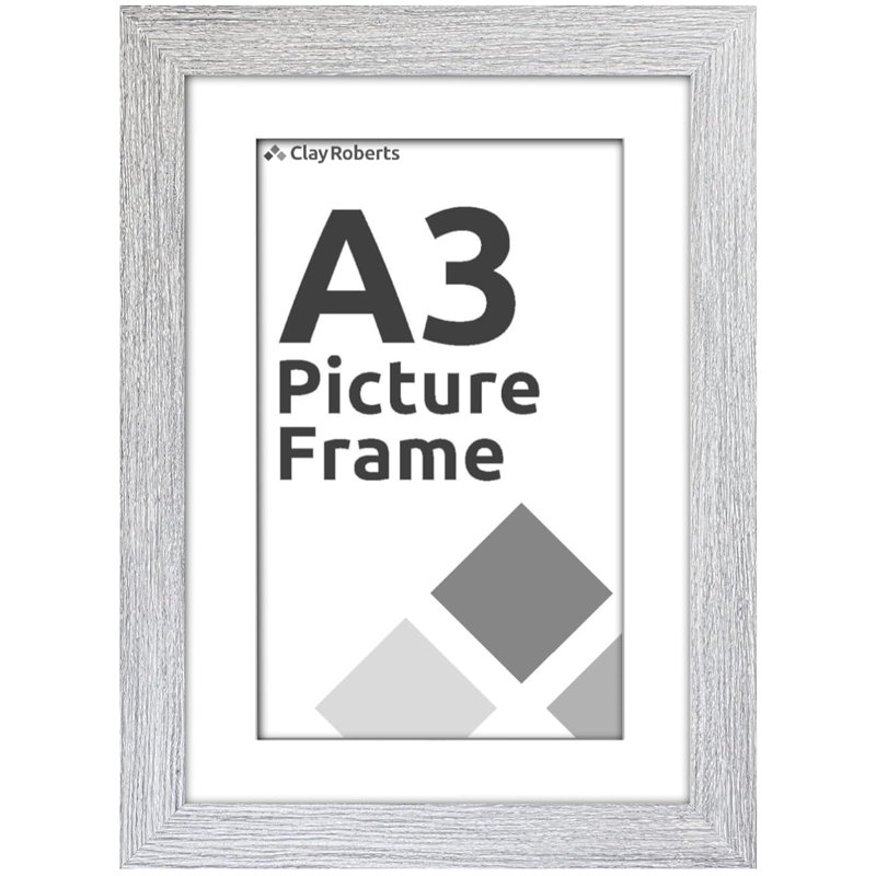 Picture Frame - Set of 6 with Mat, Light Grey