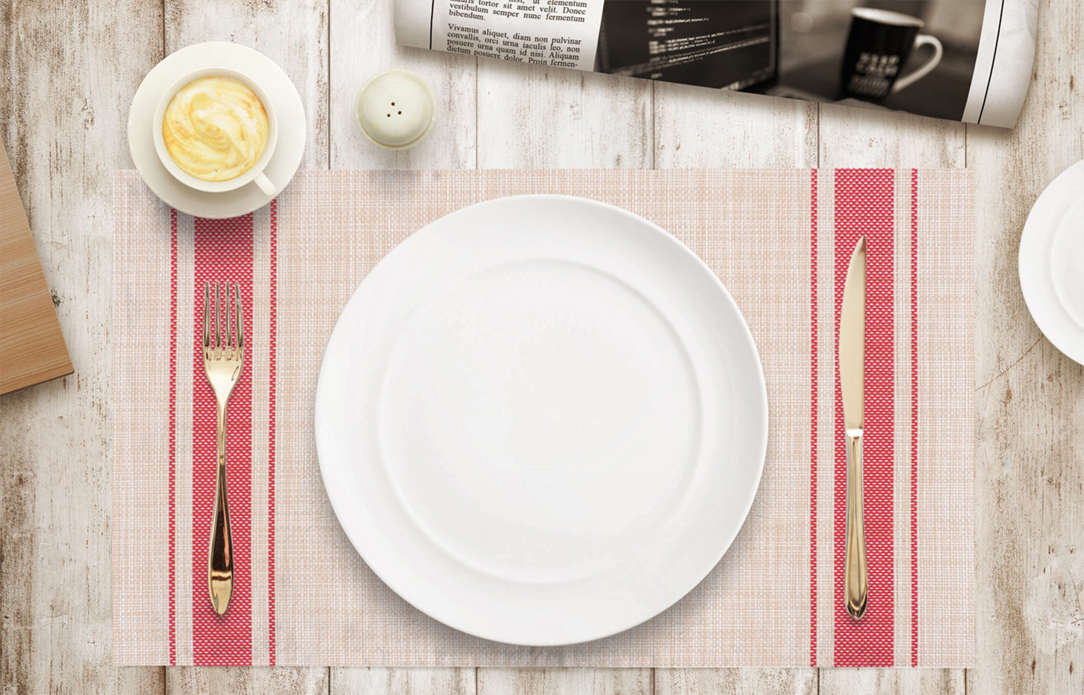 Rialta Placemat, Beige/Red