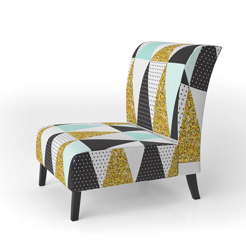 Fauteuil de chambre d'appoint à motif géométrique scintillant doré