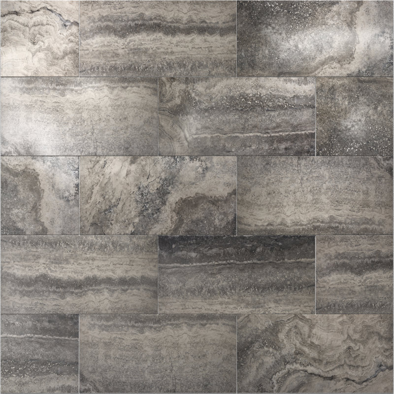 Tufo 12in.x24in. Porcelain Wall and Floor Tile, Gray Polished