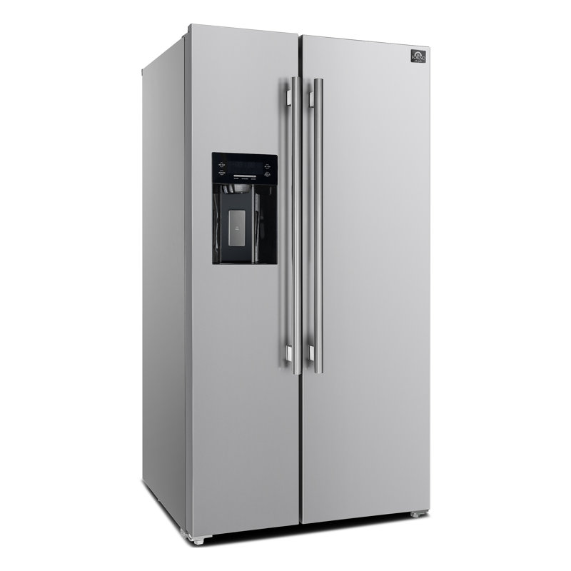 36-Inch Stainless Steel Side-by-Side Refrigerator with Ice Maker