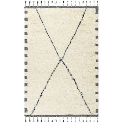 Jovan Handmade Wool White Rug