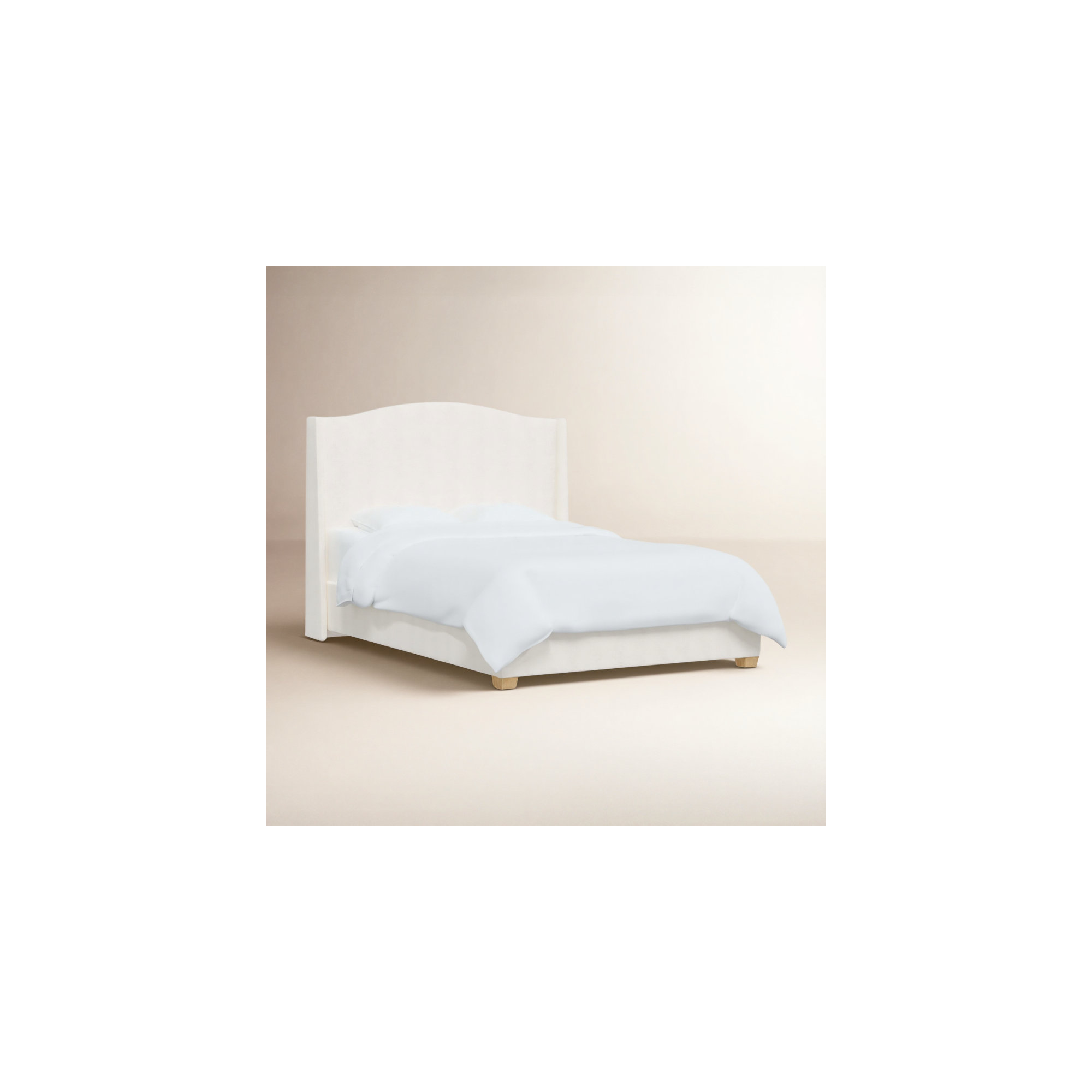 Allis Upholstered Wingback Bed, King, Zuma White Textured Linen