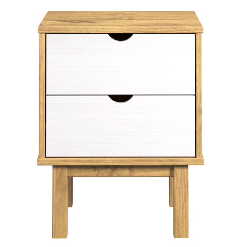 Table de chevet en bois 2 tiroirs Norden | , Brown/White