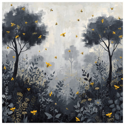 Gray Trees With Bees Comforter