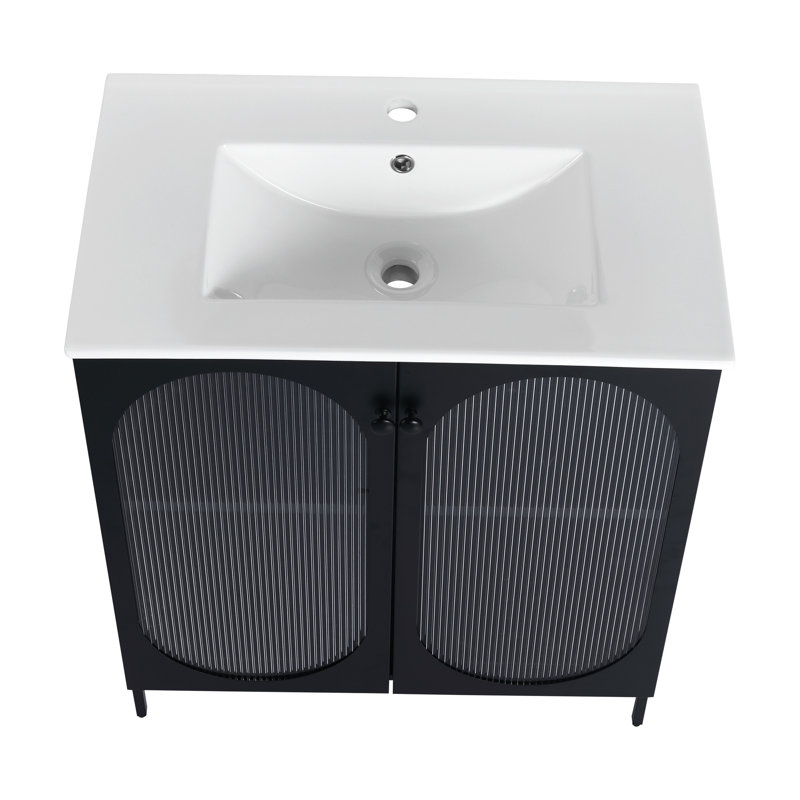 Meuble-lavabo autoportant de 30 po avec lavabo en céramique