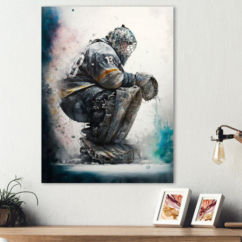 Hockey Gardien I - Impression sur toile, H 20 po x l 12 po x P 1 po, Toile tendue