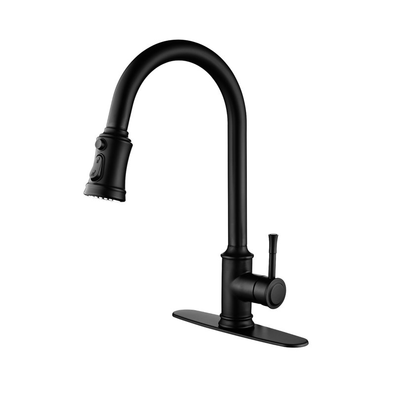 Robinet de cuisine tactile avec douchette rétractable, fabrication en acier inoxydable noir mat, levier unique pour un réglage sans effort de l'eau, buse haute rotative à 360 °, traitement de la rouille, aérateurs de qualité