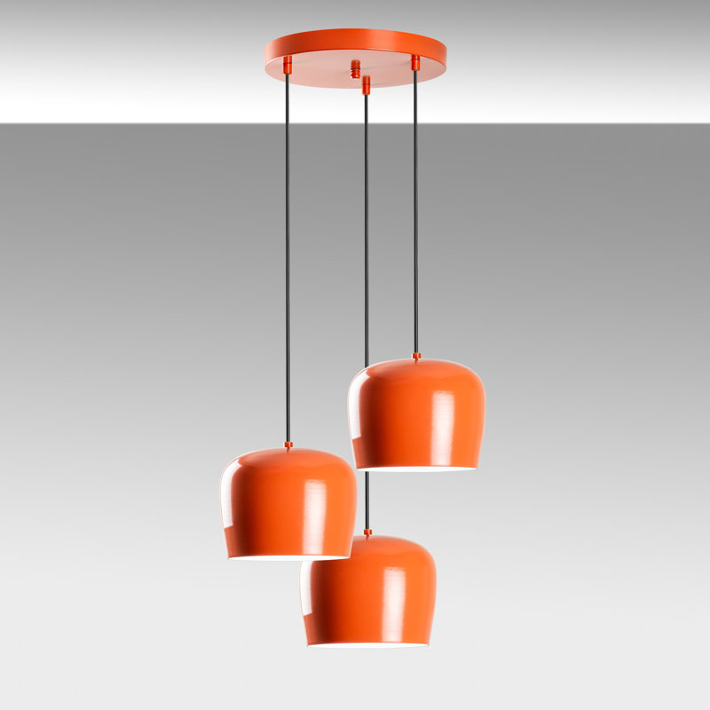 Lustre réglable en métal, 17,7 po de diamètre, finition orange | 3 x douilles E27 de 40 W maximum, hauteur: 17,7 à 44,9 po | Design élégant et moderne, parfait pour la salle à manger et les espaces de vie | IP20, ampoule non incluse