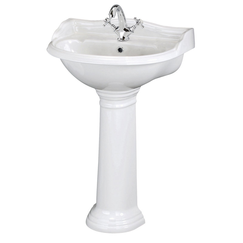 Nuie Chancery 600mm L x 4950mm W White Ceramic Circular Sink with Overflow