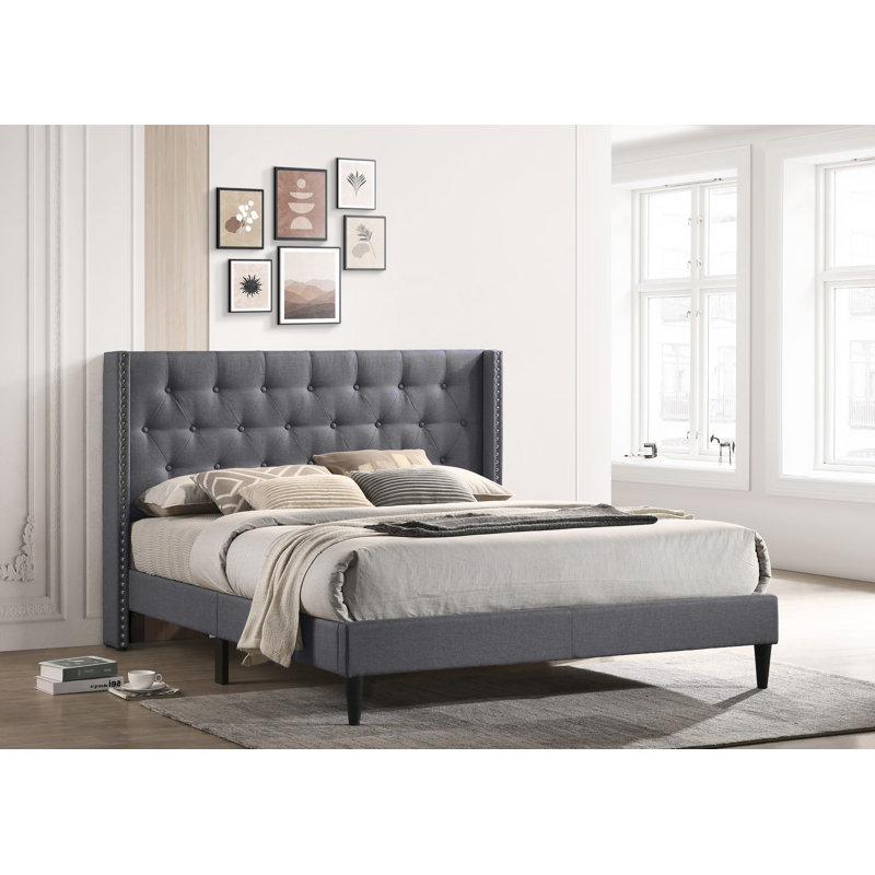 Upholstered Bed Aileen, Dark Grey, Single (3')