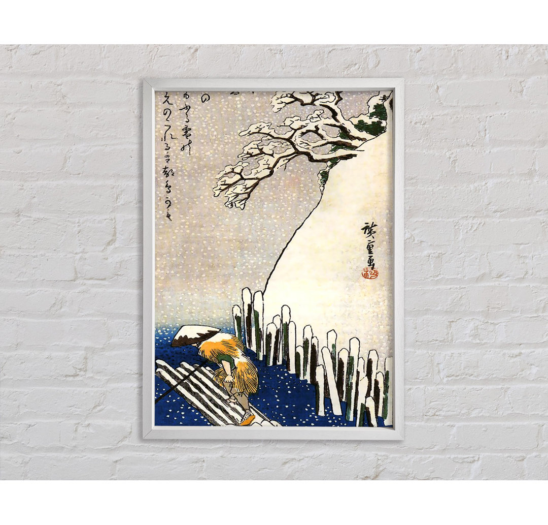 Hiroshige Mann auf einem Floß - Einzelner Bilderrahmen Kunstdrucke auf Leinwand