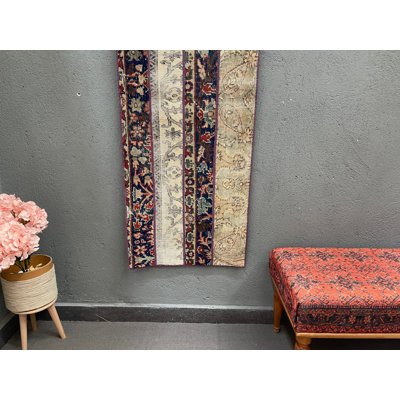 Classic Wool Patchwork Runner Rug, 23.6x62.6 Inches Blue