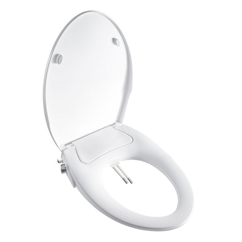 Elongated Non-Electric Bidet Seat with Dual Nozzle Front & Rear Wash