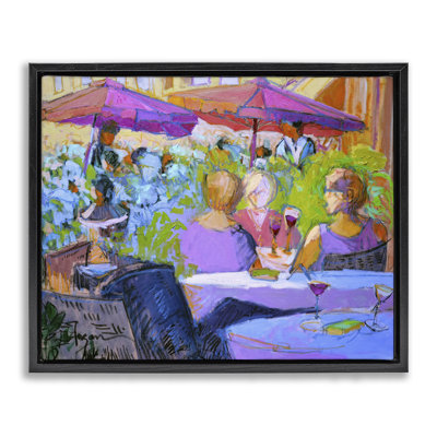  Women Dining Abstraction Framed Floater Canvas Wall Art by June Erica Vess