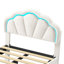 Smart LED White Velvet Bed Frame With Storage Drawers, Scalloped Petal Headboard & App Control, European Single (90X200cm) & Double (140X200cm)-1450362949
