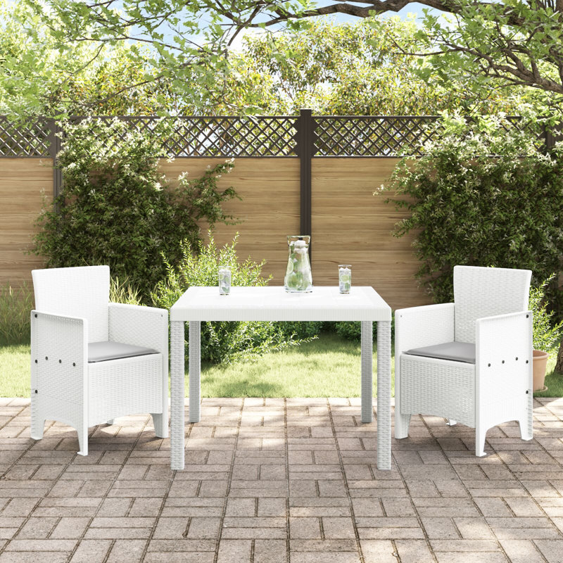 Ensemble de salle à manger de jardin 3 pièces vidaXL en polypropylène brun, Gris
