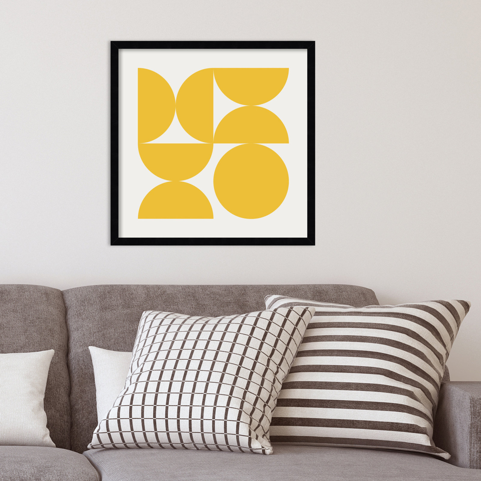 Bold Vintage Geometric Sunshine Yellow by The Creative Bunch Studio Framed Art Print, Black, 21" H x 21" W x 1" D