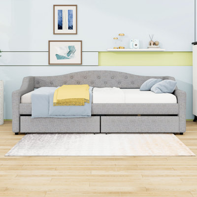 Twin XL Upholstered Daybed with LED Lighting and 2 Drawers by Ivy Bronx