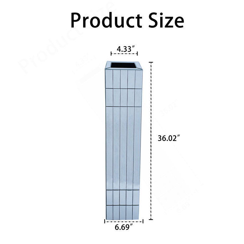 Vase de plancher à haut miroir de 36,02 po (91,5 cm), grands vases argentés pour décor de salon, vases décoratifs pour fleurs séchées