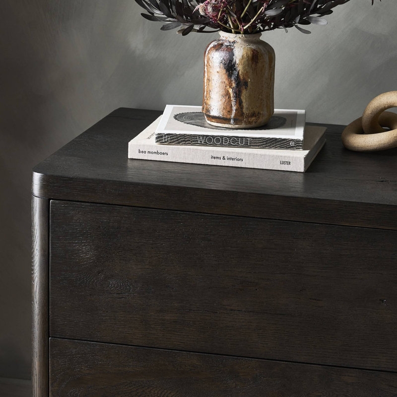 Noeline Nightstand-Smoked Black Oak Veneer, Smoked Black Oak