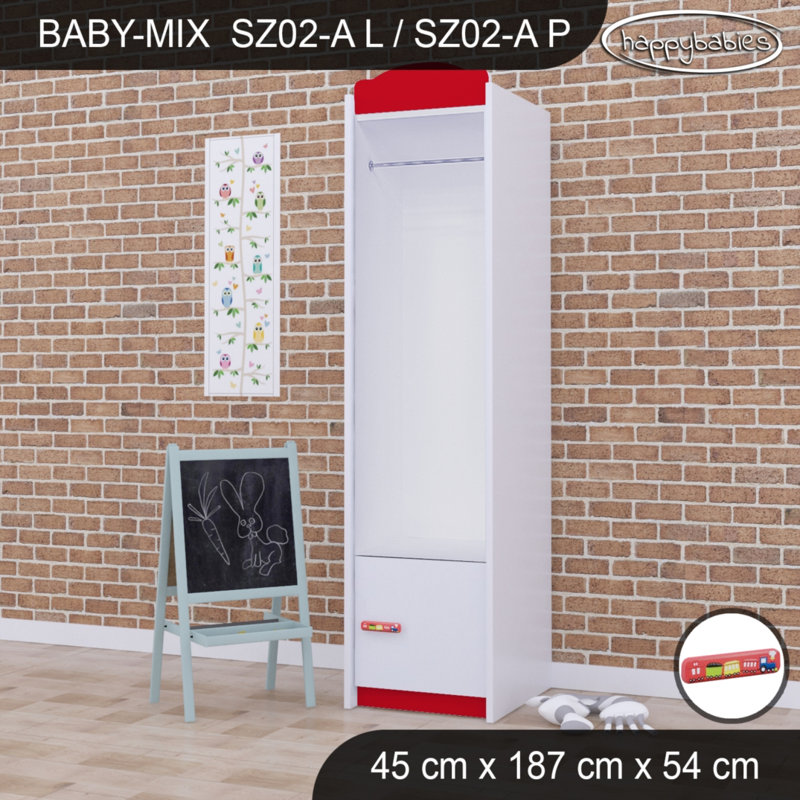 Baby Mix Train 2 Door Wardrobe, Red