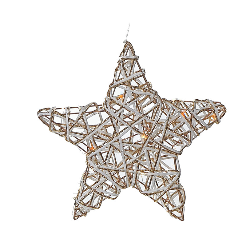 Petite étoile en papier à DEL, H 15,35 po x l 2,56 po x P 15,75 po, Blanc / doré