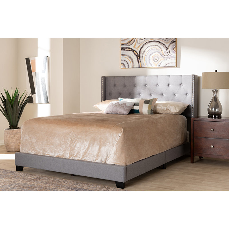 Lit standard tapissier Aghacully, Grand, Gris clair