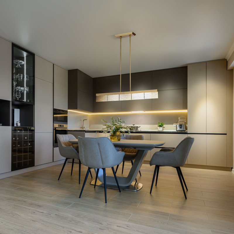 Luminaire suspendu linéaire à DEL avec cristaux gravés épais 43 po 3CCT, Noir brossé satiné