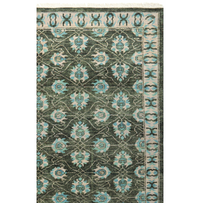 Oushak Oriental Hand-Knotted Wool Charcoal Area Rug, Rectangle 6' x 9'