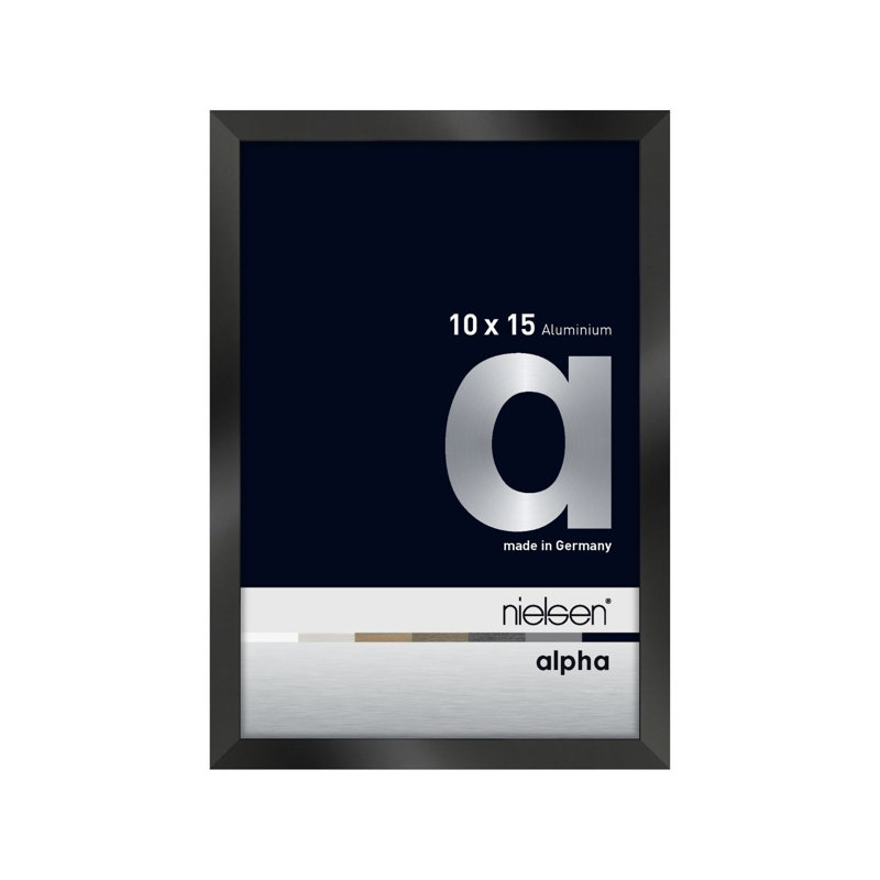 nielsen Alpha Aluminium Picture Frame, 10cm W x 15cm H, Jet Polished Black